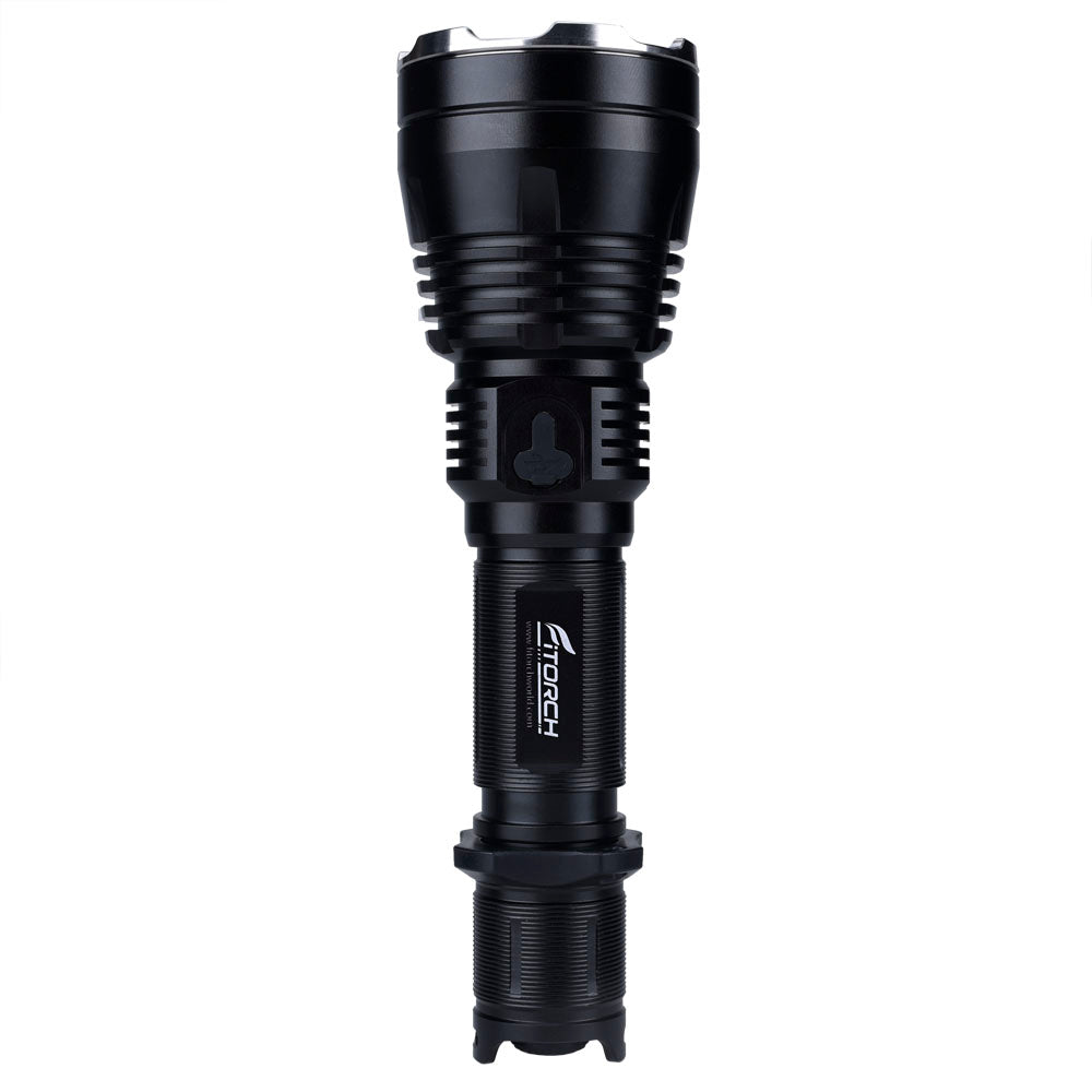 Fitorch P35R upright flashlight with the covered charging port facing forward