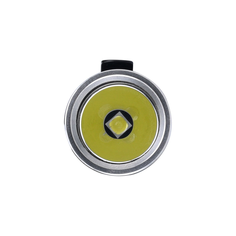 Front view of the Fitorch EC10 V2.0 flashlight head showing the LED and reflector