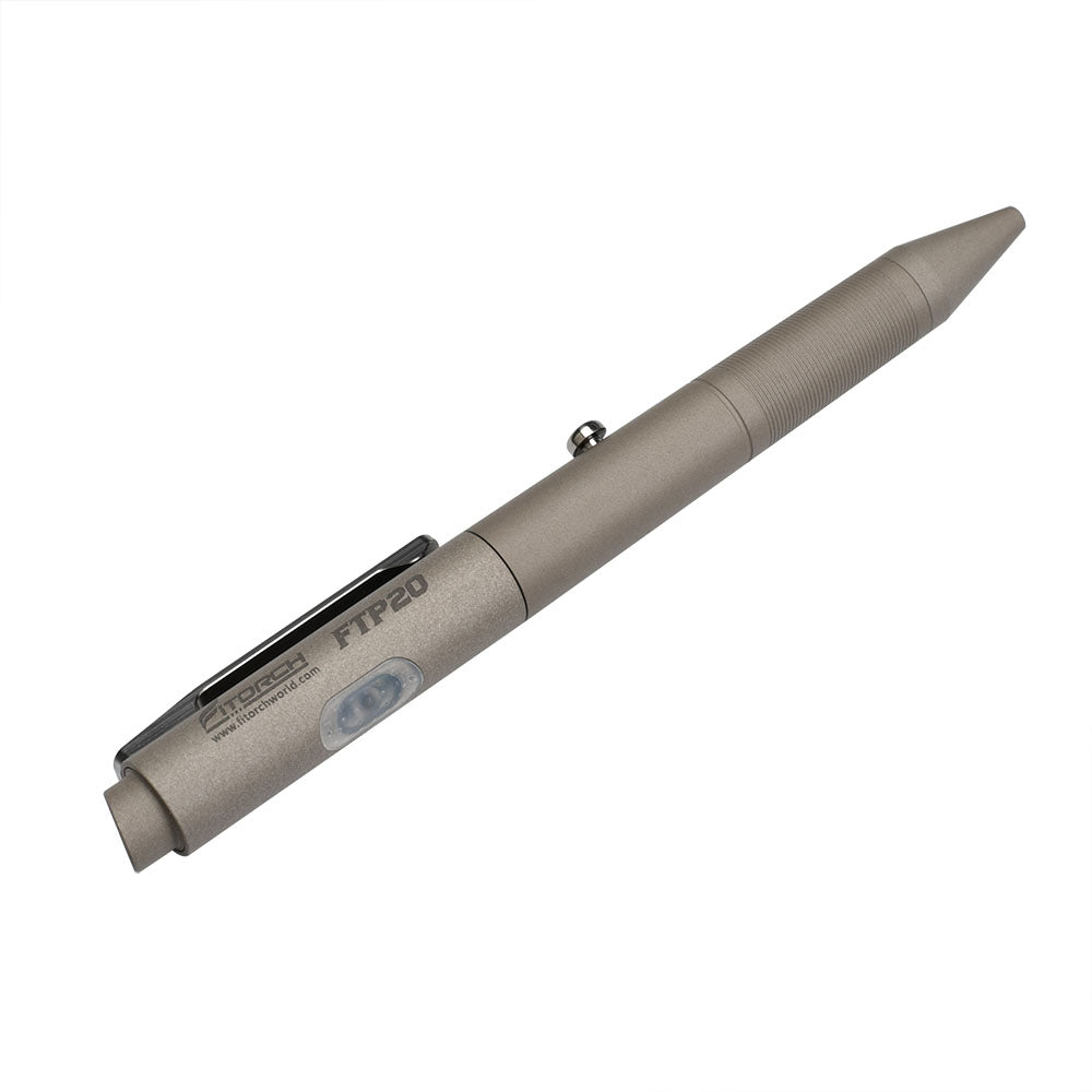 Fitorch FTP20 gray pen light with pocket clip and translucent light panel