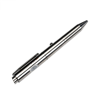 Fitorch FTP20 silver pen light with pocket clip and translucent light panel