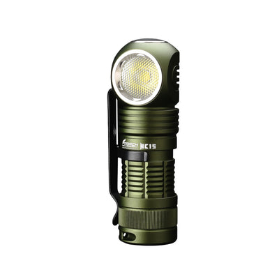 Fitorch HC15 green right-angle headlamp with textured grip and pocket clip