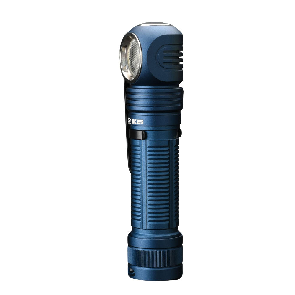 Fitorch HC25 blue right-angle headlamp with ribbed body and pocket clip