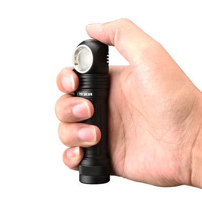 Fitorch HC25 black right-angle flashlight held in one hand