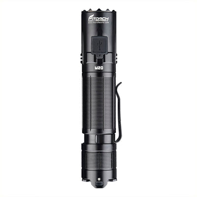 Fitorch M20 upright side view showing the M20 model marking and charging-port cover