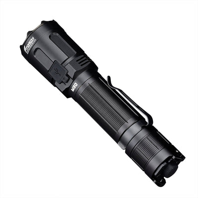 Fitorch M30 rear angled view showing the USB charging cover, M30 marking and clip