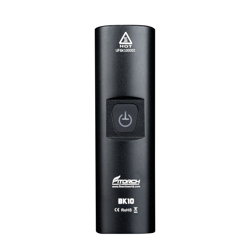Top view of the Fitorch BK10 black USB-C rechargeable bike light