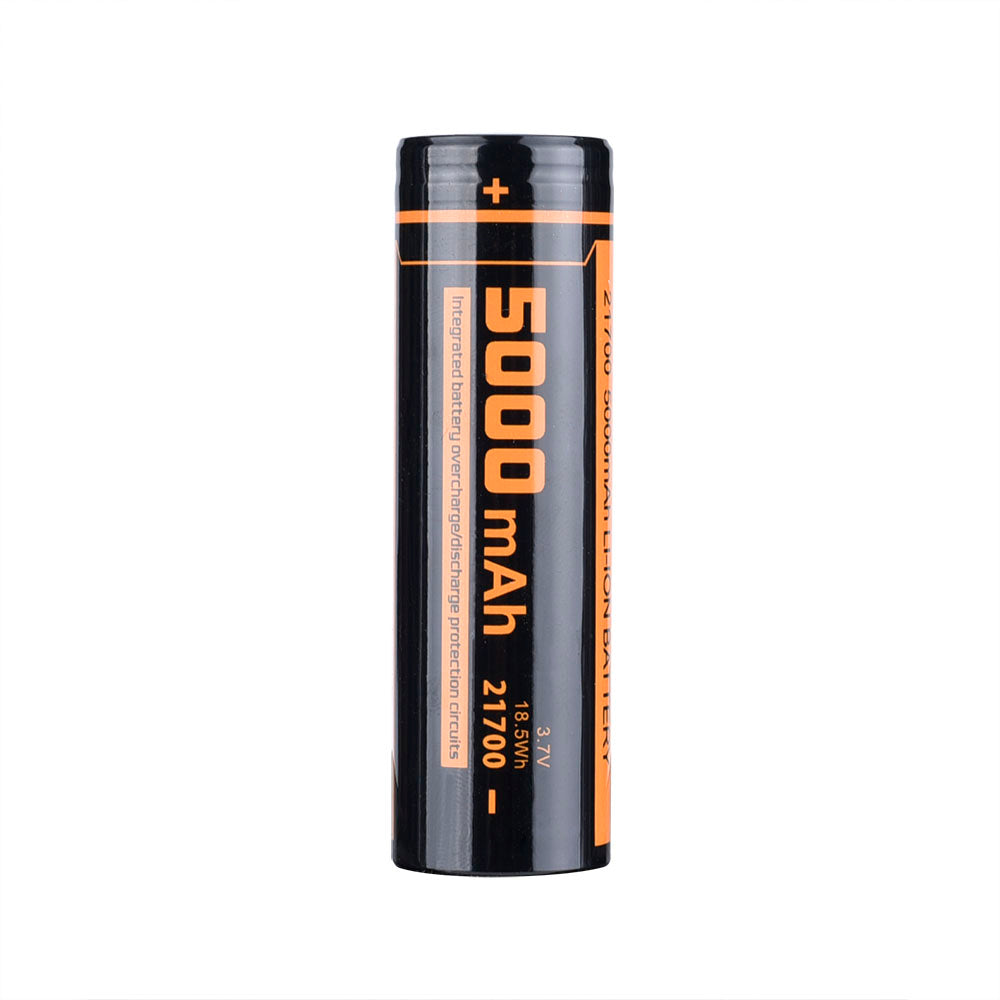 Fitorch C270 battery label showing 21700 size, 5000mAh and 3.7V
