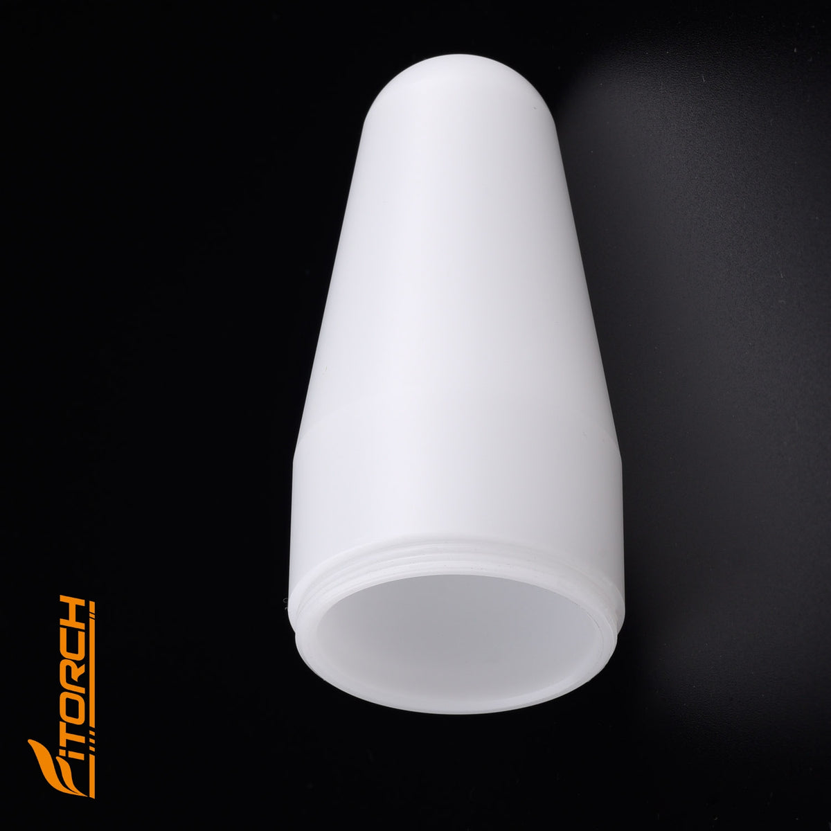 Angled Fitorch DF35 diffuser showing the open base and external threads on a black background