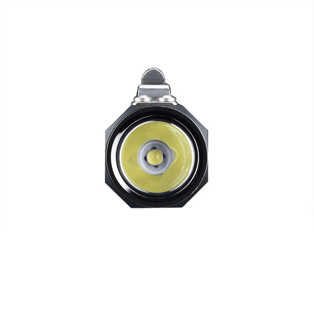 Fitorch ER20 flashlight head viewed from the front with the LED and reflector visible