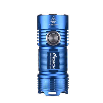 Fitorch P25 upright blue flashlight with side switch and Fitorch marking