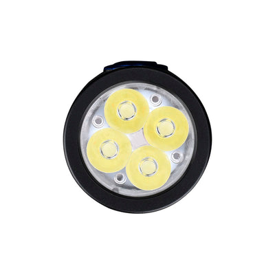 Fitorch P25GT front view of the four LEDs beneath the optical lens