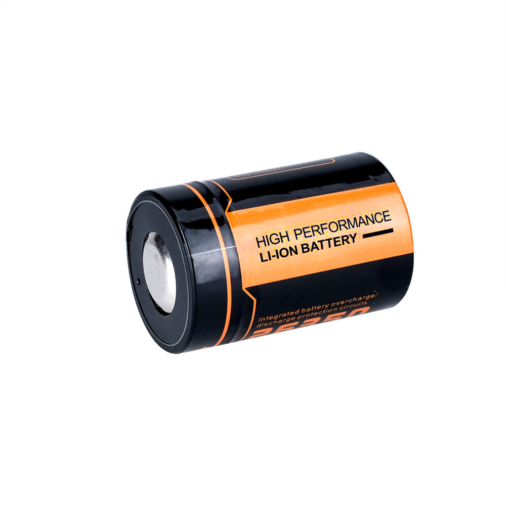 Fitorch UC20 battery angled to show the negative terminal and integrated protection label