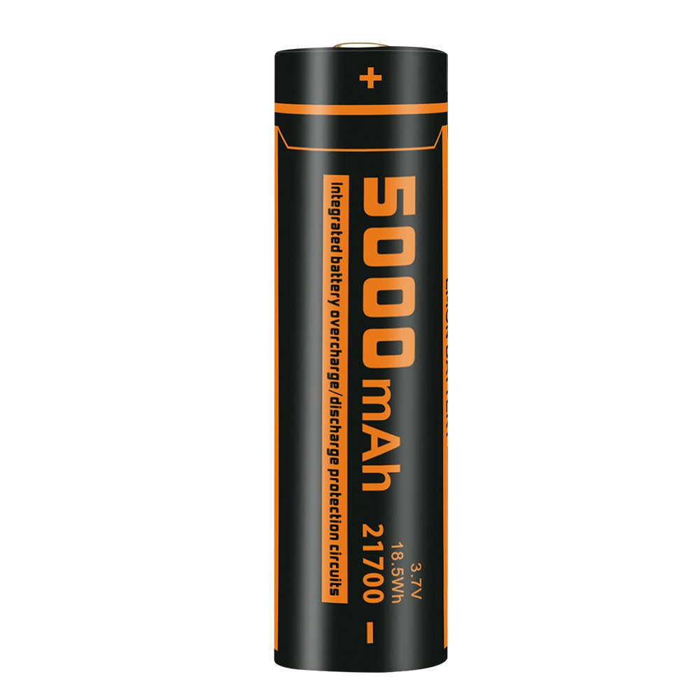 Fitorch UC270R battery with 5000mAh, 21700, 3.7V and 18.5Wh markings